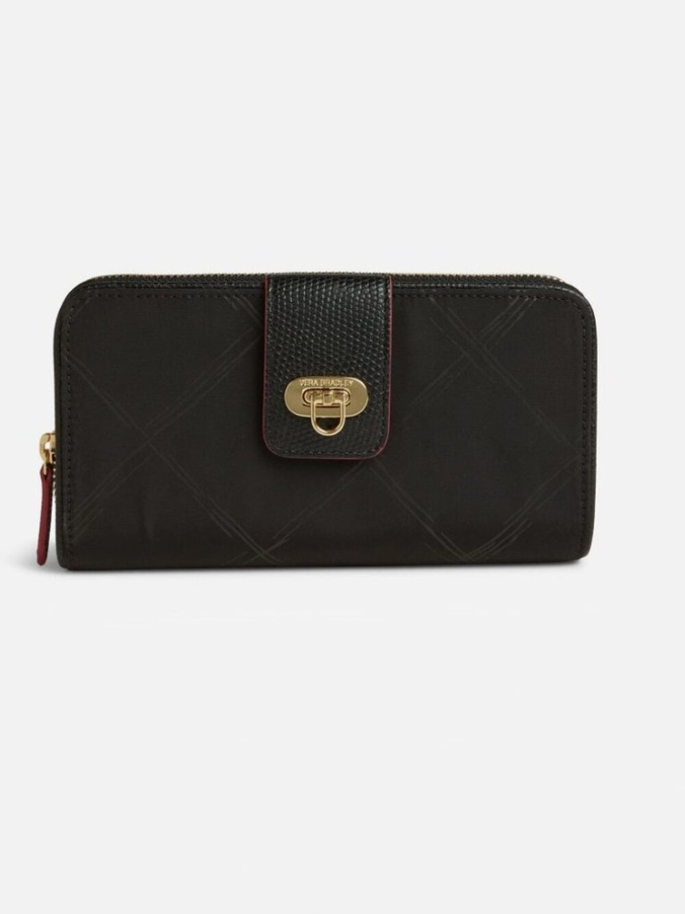 NWT Black VERA BRADLEY PREPPY POLY Flip Lock Wallet
